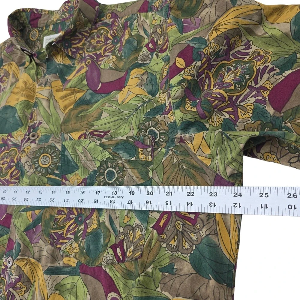 Banana Republic Vintage Safari Travel Toucan Tropical Floral Cotton Shirt Mens M
